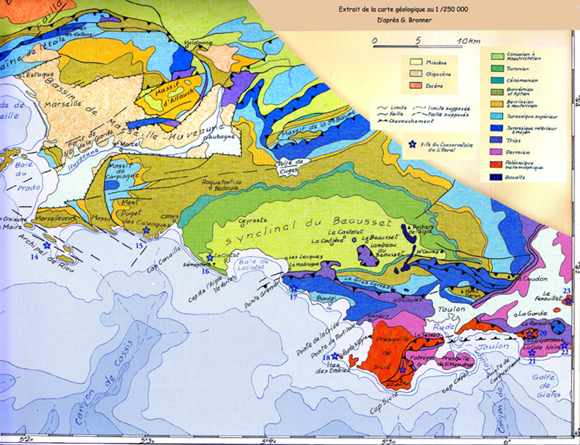 Carte géologique Bassin du Beausset