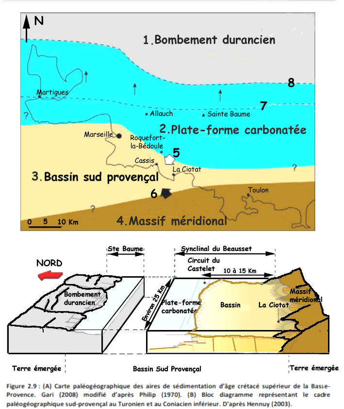 Carte paléogéographique de la Basse Provence au Crétacé